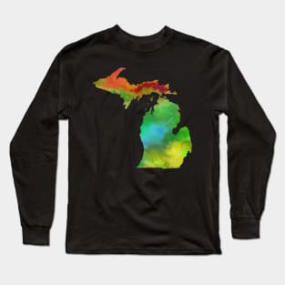 Watercolor Michigan Stickers and Magnets | Cherie's Art(c)2021 Long Sleeve T-Shirt